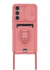 BFS  Samsung Galaxy A14 4G Kılıf Zuma Kartvizitli Yüzüklü Silikon - Pembe