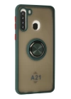 BFS  Samsung Galaxy A21 Kılıf Montreal Yüzüklü Silikon Kapak - Yeşil