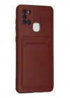 BFS Samsung Galaxy A21S Kılıf Kelvin Kartvizitli Silikon - Bordo