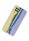 BFS  Samsung Galaxy A22 Kılıf Ebruli Lansman Silikon - Sarı-Lila