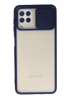 BFS Samsung Galaxy A22 Kılıf Palm Buzlu Kamera Sürgülü Silikon - Lacivert