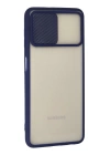 BFS  Samsung Galaxy A22 Kılıf Palm Buzlu Kamera Sürgülü Silikon - Lacivert