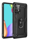 BFS  Samsung Galaxy A52 Kılıf Sofya Yüzüklü Silikon Kapak - Siyah