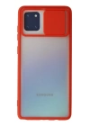 BFS  Samsung Galaxy A81 / Note 10 Lite Kılıf Palm Buzlu Kamera Sürgülü Silikon - Kırmızı