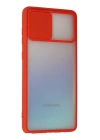 BFS  Samsung Galaxy A81 / Note 10 Lite Kılıf Palm Buzlu Kamera Sürgülü Silikon - Kırmızı