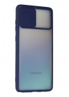 BFS  Samsung Galaxy A81 / Note 10 Lite Kılıf Palm Buzlu Kamera Sürgülü Silikon - Lacivert