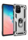 BFS  Samsung Galaxy A91 / S10 Lite Kılıf Sofya Yüzüklü Silikon Kapak - Gümüş