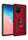 BFS  Samsung Galaxy A91 / S10 Lite Kılıf Sofya Yüzüklü Silikon Kapak - Kırmızı
