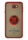 BFS  Samsung Galaxy J7 Prime Kılıf Montreal Yüzüklü Silikon Kapak - Kırmızı