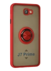 BFS  Samsung Galaxy J7 Prime Kılıf Montreal Yüzüklü Silikon Kapak - Kırmızı