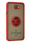 BFS  Samsung Galaxy J7 Prime Kılıf Montreal Yüzüklü Silikon Kapak - Kırmızı