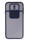 BFS  Samsung Galaxy J7 Pro / J730 Kılıf Palm Buzlu Kamera Sürgülü Silikon - Lacivert