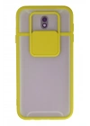 BFS  Samsung Galaxy J7 Pro / J730 Kılıf Palm Buzlu Kamera Sürgülü Silikon - Sarı