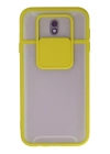 BFS  Samsung Galaxy J7 Pro / J730 Kılıf Palm Buzlu Kamera Sürgülü Silikon - Sarı