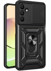 BFS  Samsung Galaxy M15 Kılıf Pars Lens Yüzüklü Silikon - Siyah