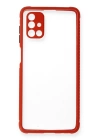 BFS  Samsung Galaxy M51 Kılıf Miami Şeffaf Silikon - Kırmızı