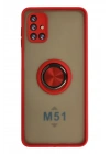 BFS  Samsung Galaxy M51 Kılıf Montreal Yüzüklü Silikon Kapak - Kırmızı