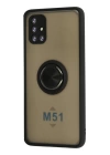 BFS  Samsung Galaxy M51 Kılıf Montreal Yüzüklü Silikon Kapak - Siyah
