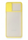 BFS  Samsung Galaxy M51 Kılıf Palm Buzlu Kamera Sürgülü Silikon - Sarı