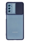 BFS  Samsung Galaxy M52 5G Kılıf Palm Buzlu Kamera Sürgülü Silikon - Lacivert
