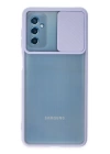 BFS  Samsung Galaxy M52 5G Kılıf Palm Buzlu Kamera Sürgülü Silikon - Lila