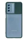 BFS  Samsung Galaxy M52 5G Kılıf Palm Buzlu Kamera Sürgülü Silikon - Yeşil