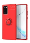 BFS  Samsung Galaxy Note 20 Kılıf Range Yüzüklü Silikon - Kırmızı