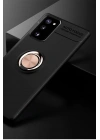 BFS  Samsung Galaxy Note 20 Kılıf Range Yüzüklü Silikon - Siyah-Gold