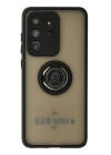 BFS  Samsung Galaxy S20 Ultra Kılıf Montreal Yüzüklü Silikon Kapak - Siyah