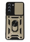 BFS  Samsung Galaxy S21 FE Kılıf Pars Lens Yüzüklü Silikon - Gold