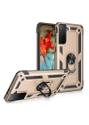 BFS  Samsung Galaxy S21 Kılıf Sofya Yüzüklü Silikon Kapak - Gold