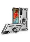 BFS  Samsung Galaxy S21 Kılıf Sofya Yüzüklü Silikon Kapak - Gümüş