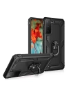 BFS  Samsung Galaxy S21 Kılıf Sofya Yüzüklü Silikon Kapak - Siyah