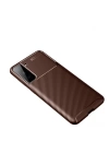 BFS  Samsung Galaxy S21 Plus Kılıf Auto Focus Karbon Kapak - Kahverengi