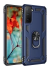 BFS  Samsung Galaxy S21 Plus Kılıf Sofya Yüzüklü Silikon Kapak - Lacivert