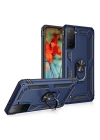 BFS  Samsung Galaxy S21 Plus Kılıf Sofya Yüzüklü Silikon Kapak - Lacivert