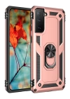 BFS  Samsung Galaxy S21 Plus Kılıf Sofya Yüzüklü Silikon Kapak - Rose