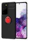 BFS  Samsung Galaxy S21 Ultra Kılıf Range Yüzüklü Silikon - Siyah-Kırmızı
