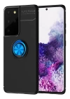 BFS  Samsung Galaxy S21 Ultra Kılıf Range Yüzüklü Silikon - Siyah-Mavi