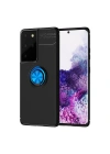 BFS  Samsung Galaxy S21 Ultra Kılıf Range Yüzüklü Silikon - Siyah-Mavi