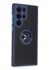BFS  Samsung Galaxy S23 Ultra Kılıf Montreal Yüzüklü Silikon Kapak - Lacivert
