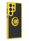 BFS  Samsung Galaxy S23 Ultra Kılıf Montreal Yüzüklü Silikon Kapak - Sarı