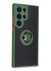 BFS  Samsung Galaxy S23 Ultra Kılıf Montreal Yüzüklü Silikon Kapak - Yeşil