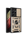 BFS  Samsung Galaxy S23 Ultra Kılıf Pars Lens Yüzüklü Silikon - Gold