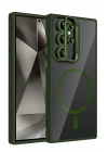 BFS  Samsung Galaxy S23 Ultra Remim Lensli Magsafe Standlı Kapak - Koyu Yeşil
