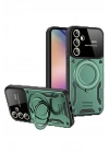 BFS Samsung Galaxy S24 FE Kılıf Joy Lens Standlı Kapak - Koyu Yeşil