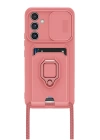 BFS  Samsung Galaxy S24 FE Kılıf Zuma Kartvizitli Yüzüklü Silikon - Pembe