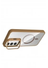 BFS Samsung Galaxy S24 FE Remim Lensli Magsafe Standlı Kapak - Kahverengi