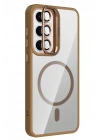 BFS Samsung Galaxy S24 FE Remim Lensli Magsafe Standlı Kapak - Kahverengi