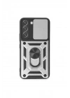 BFS Samsung Galaxy S24 Kılıf Pars Lens Yüzüklü Silikon - Gümüş